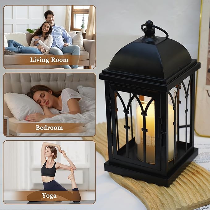 Candle Warmer Lamp with Timer,Dimmable Electric Large Candle Warmer Lantern for Jar Candles,Vintage Enclosed Candle Lamp Warmer for Children Pet Family-Black