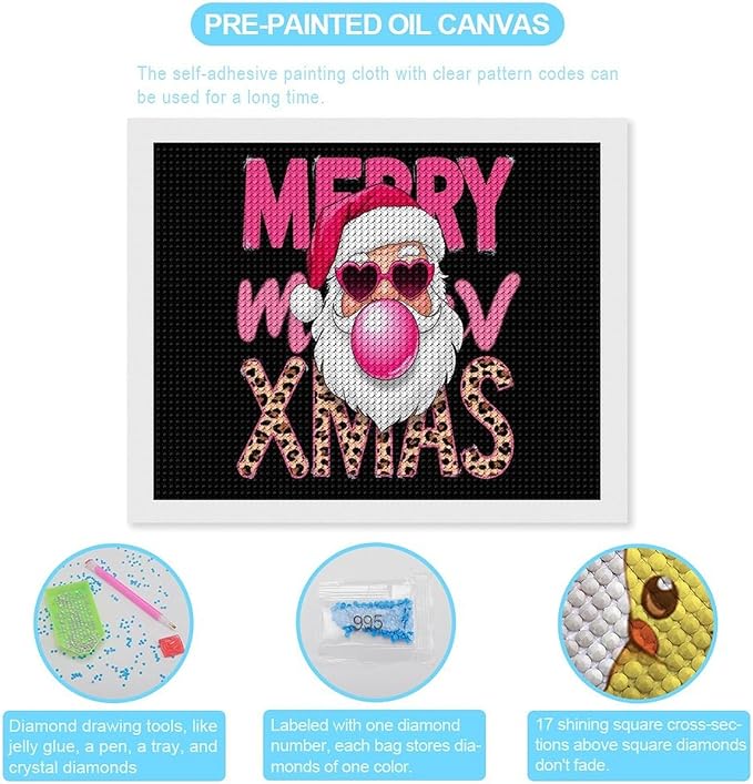 AIVKIEJK Diamond Painting Kits for Adults - Santa Christmas Painting DIY 5D Full Drill Diamond Dots Paintings with Diamonds Gem Art and Crafts Home Decor 16"x20"