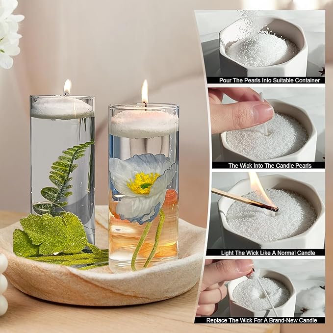 Pearled Candles with 30 Wicks -18 Oz YUKCAXDLS Misty Bluebell Whisper Scented DIY Pearleds Wax Refillable for Making Lasts up to 100+ Hours of Steady Burn Smokeless - Light Blue