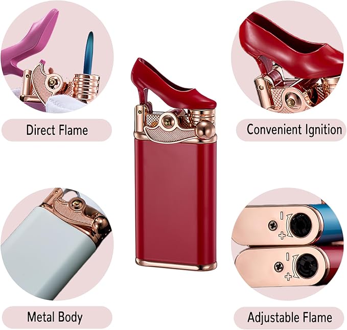 Cute Pretty Lighter Butane, Soft Flame Lighter Fashion Nice Lighters, Unique for Women Candles Gift Camping BBQ (No Butane Fule) (30#)