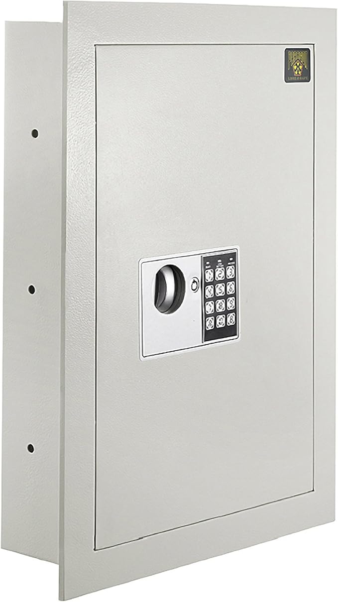 In-Wall Safe with Keypad and 2 Manual Override Keys - Protect Money, Jewelry, and Passports at Home or Business by Paragon Safes (White)