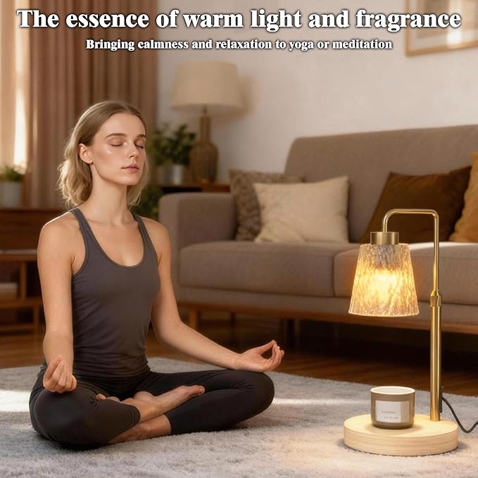Gold Candle Warmer Lamp with Timer Dimmer, Adjustable Height, Electric Wax Melter for Scented Jar Candles, Home Room Decor, Gift for Women, Men, Friend, Birthday, Christmas, Thanksgiving, Mother's Day