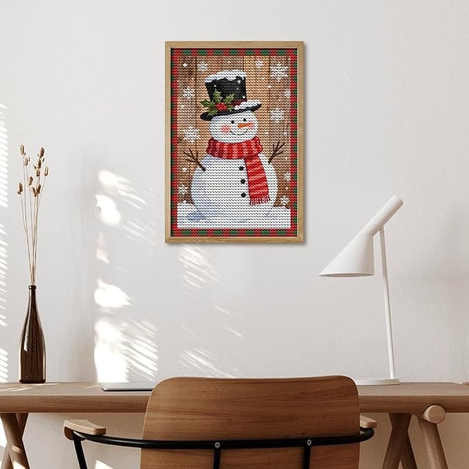 AIVKIEJK Diamond Painting Kits for Adults - Festive Snowman Red Scarf Painting DIY 5D Full Drill Diamond Dots Paintings with Diamonds Gem Art and Crafts Home Decor 8"x12"