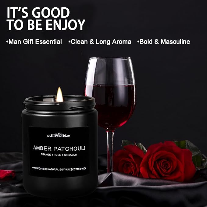 Men Candles Gift Set - 28oz Soy Wax 200h Long Lasting Candle, Masculine Scented Candles with Pine/Sandalwood/Amber/Oakmoss - Candles for Home Scented, Birthday, Father's Day, Man Cave Decor