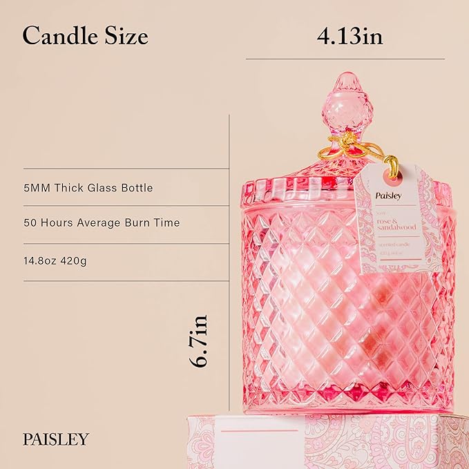 Sandalwood Rose Scented Candle, Large WoodWick Soy Candle,Big Candles for Home Scented,Natural Candles Non Toxic, 14.8 oz Gift-Ready for Hosts & Gatherings | Elegant Home Décor