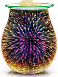 EQUSUPRO 3D Glass Electric Wax Melts Warmer Wax Burner Melter Fragrance Warmer for Home Office Bedroom Living Room Gifts & Decor (3D Fireworks)