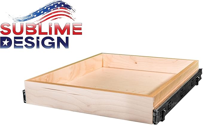 Sublime Design - Standard Size - Pull Out Kitchen Drawers | Slide Out Shelves for Kitchen Cabinets | Pull Out Home Organizer (Bottom Mounting, 14 Inch W/Drawer Slides (13” Drawer Box))