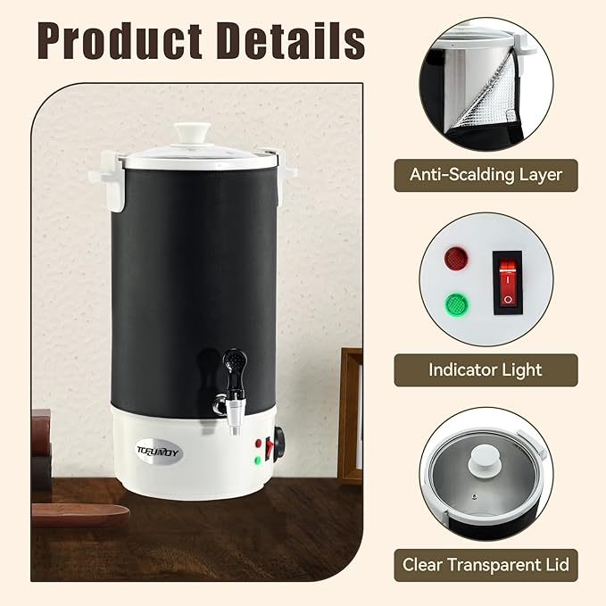 TCFUNDY Wax Melter for Candle Making 10L Black, Electric Non-Stick Candle Wax Melter Pot 10L, DIY Candle Making Kit for Adults, Soy Wax and Beeswax Candle Maker