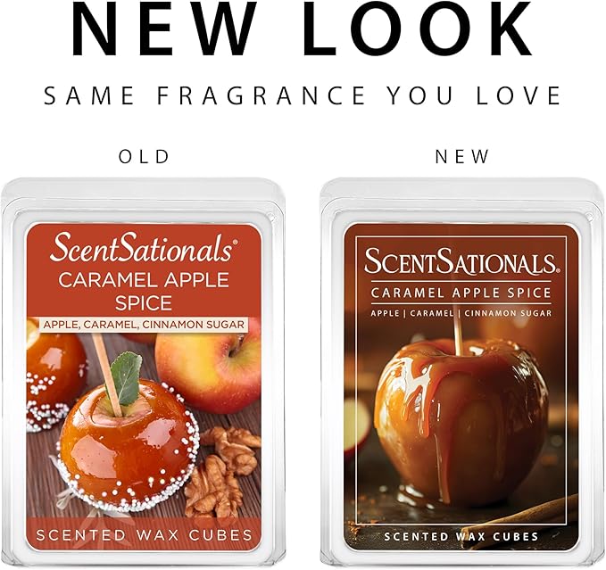 Scentsationals Wax Melts, Wax Cubes Strong Scent - Harvest Core Collection 2 Caramel Apple Spice - Long Lasting Scented for Warmer, 10oz (24-Cubes)