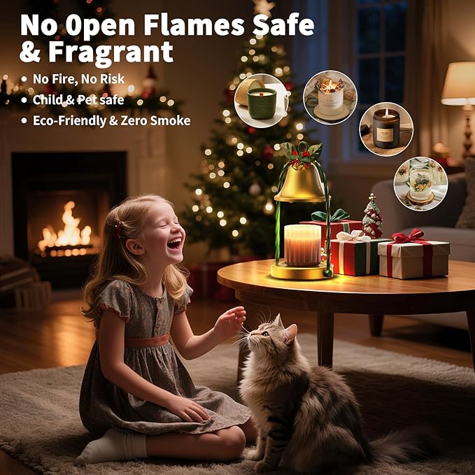 Candle Warmer Lamp with Timer & Dimmable 4-Level Brightness - Adjustable Height,for New Home Bedroom, Gifts for Women (Christmas)