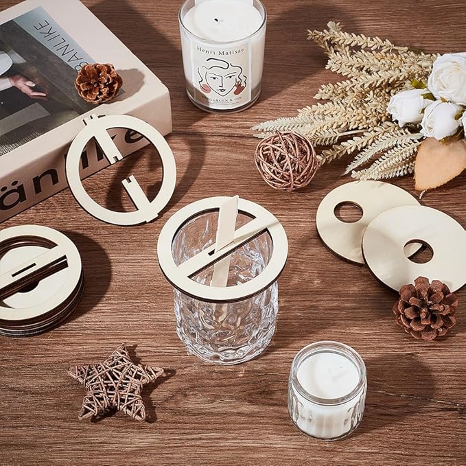 BENECREAT 16Pcs 4 Styles Wick Centering Tool, Wood Candle Wicks Centering Devices Wooden Wick Stabilizer Holder for Candle DIY Making, Cotton Multi-Wick Holder