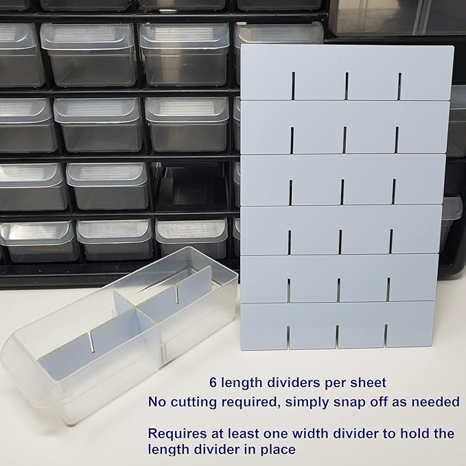 (24-Pack) Small Drawer Configurable Length Dividers compatible with Akro-Mils Plastic Storage Craft Cabinets, (Dividers Only)