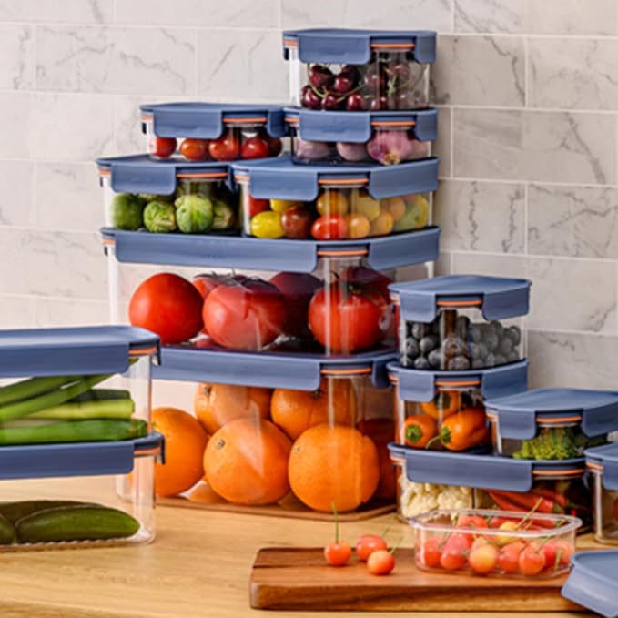 LocknLock LBF452RS4N Modular Plus Food Storage Container,8 set (4 containers & 4 Lids)- Navy