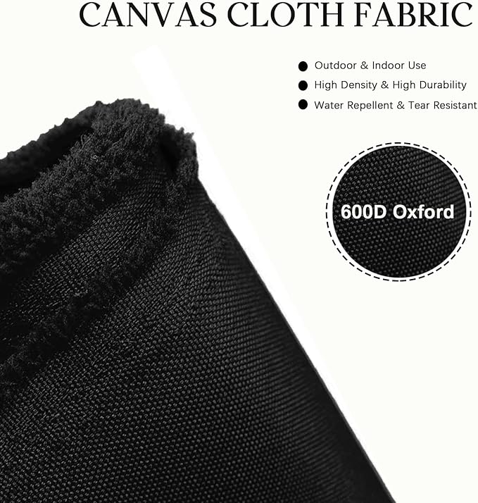 Waterproof Canvas Cloth Fabric by The Yard 60" W 600D Oxford Polyester Upholster Fabric Water Resistant Material for Outdoor Furniture Chair Cushion Cover DIY Sewing (1 Yard, Black)