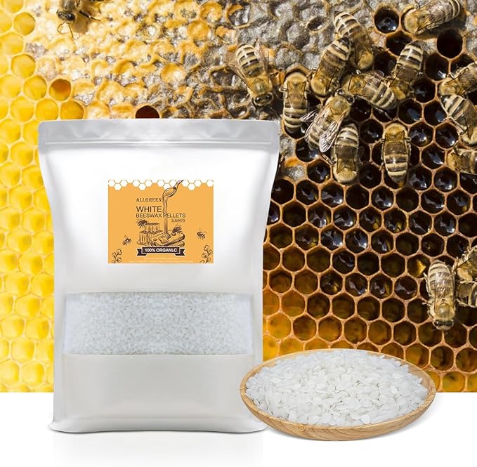 White Beeswax Pellets 2LB, 100% Organic Beeswax, Beeswax for Candle Making, Body, Skin Care DIY, Lip Balm and Soap Making Supplies