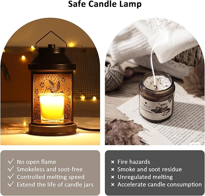 Dialan's Candle Warmer Lamp with Timer - Electric Candle Wax Melt Warmer with Dimmer for Scented Wax Jar Candles Home Decor Bedside Candle Lamp Birthday Gifts for Women Mom Hummingbird Lantern