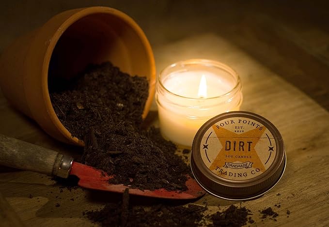 Dirt Scented Candle, 4 Oz. Handcrafted Soy Wax Candles for Men & Women, Fragrant Aromatherapy Candle with Jar, Unique Room Scents, Relaxing Home Essentials for Mom, Daughter or Friend