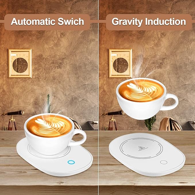 Coffee Mug Warmer, Candle Plate With Intelligent Auto On/Off Gravity Sensing Heater for Desk, Office, Home - Smart Cup Warmer for Coffee, Milk, Tea, Chocolate and Water