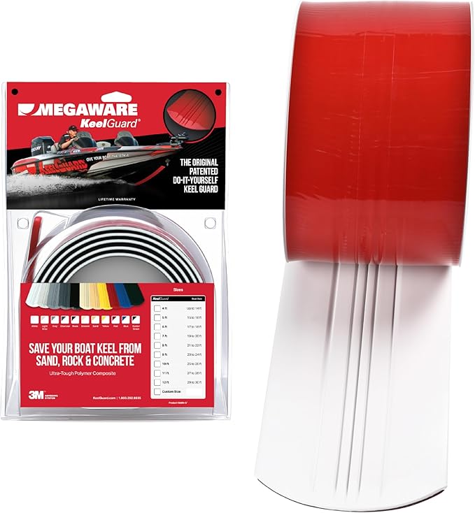 MEGAWARE KEELGUARD USA-Made, Original DIY Keel Guard, 5-Inch Wide, 4-12ft Sizes, 11 Colors, Complete Install Kit with Primer, Hull Protector, for Fiberglass and Some Aluminum Boats, Marine-Grade