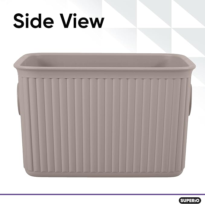 Superio Decorative Plastic Basket Open Home Storage Bins Organizer Baskets, Small, Taupe (8 Pack) Container Boxes for Organizing Closet Storage Bins for Shelves Drawer Shelf, 1.5 Liter
