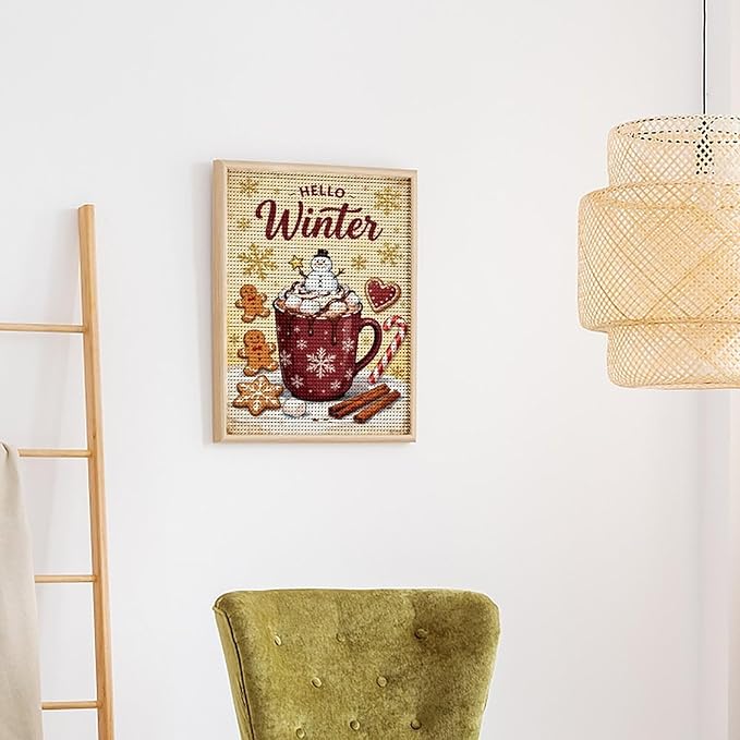 Diamond Painting Kits for Adults - Hello Winter Ice Cream & Gingerbread Snowflakes & Candles Painting DIY 5D Full Drill Diamond Dots Paintings with Diamonds Gem Art And Crafts Home Decor 16"x20"