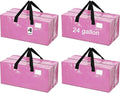 4 Pcs 24 Gallon Extra Large Moving Bags Heavy Duty Storage Bag with Strong Zipper Handle Foldable XXL Jumbo Storage Tote Packing Moving Box for College Dorm Travel Cloth Duffle (Pink)