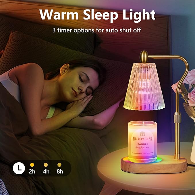 seenlast Candle Warmer Lamp with 8 Colors LED Changing,with Timer Dimmer Adjustable Height,Mothers Day Gifts,Vintage Home Decor