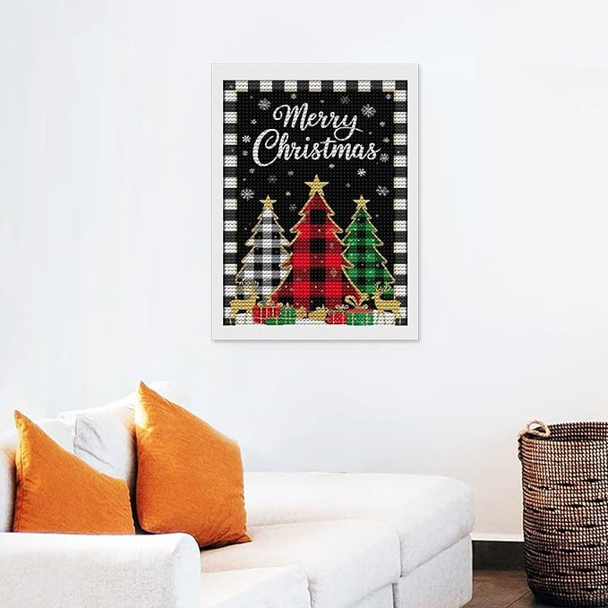AIVKIEJK Diamond Painting Kits for Adults - Merry Christmas Tree Holiday Painting DIY 5D Full Drill Diamond Dots Paintings with Diamonds Gem Art and Crafts Home Decor 12"x16"