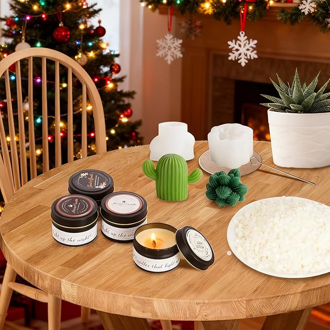Ksedcon Complete Scented Candle Making Kit for Adults Includes 2lb Soy Wax, 1lb Beeswax, Jars, Wax Melt Starter Kit with Moulds- Perfect DIY Gift!