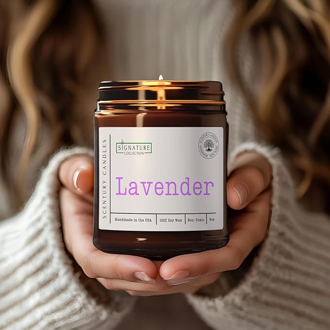 Lavender Scented Candle, Many Scents to Choose from, All Natural Non-Toxic Soy Wax, Handmade in The USA (Lavender)