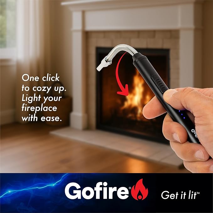 GoFire Rechargeable Electric Lighter - Windproof Flameless Arc, Flexible Neck, USB, Safety Switch
