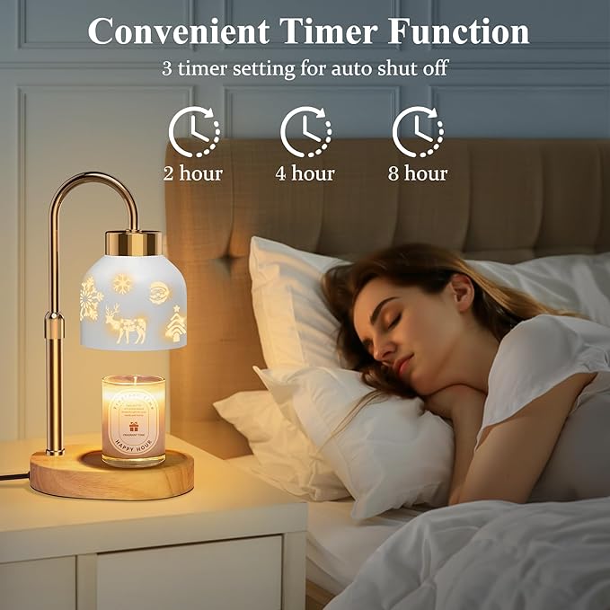 Lukasa, Christmas Candle Warmer Lamp, with Timer and Dimmer, Adjustable Height Candle Lamp, Wax Melt Warmer for Scented Jar Candles, for Women Mom Girls Teens Adults