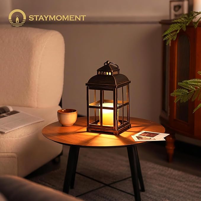 Candle Warmer Lamp with Timer: 11" Farmhouse Large Candle Warmer Lantern for 3 Wick Jar Candles Black Rustic Home Decor Electric Dimmable Wax Melter