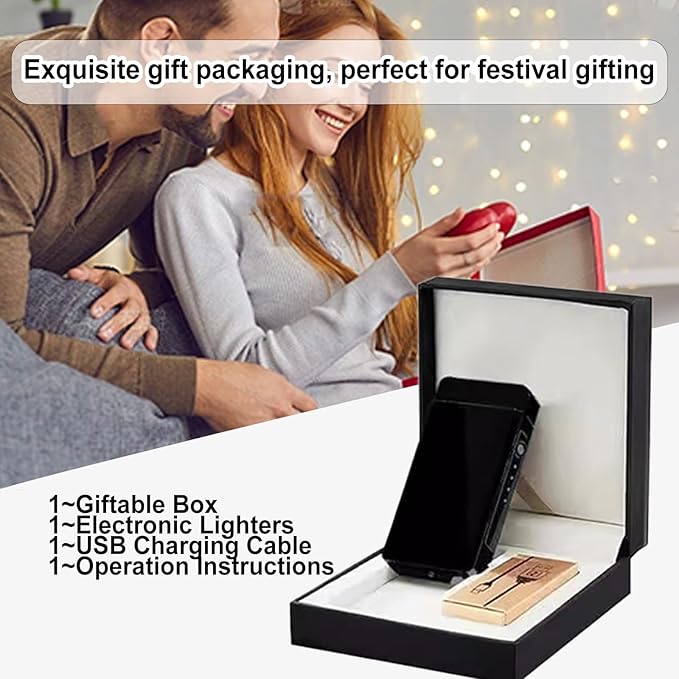 Electric Lighter Plasma Rechargeable with LED Battery Indicator Strong Flame, USB Convenient Charging, Windproof Lighter Outdoor（Black