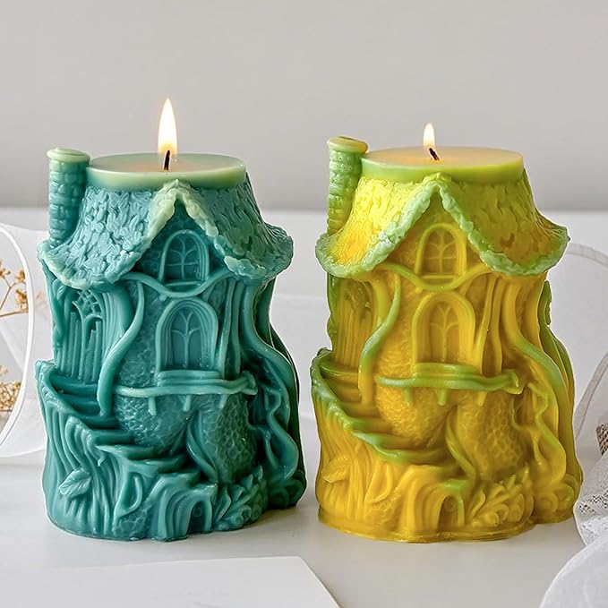 Tree House Molds Home Candle & Resin Mold - Resin Casting Silicone Molds for Home Decor & Candle Making Wave Spiral Mold