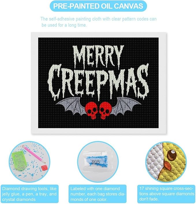 AIVKIEJK Diamond Painting Kits for Adults - Halloween & Christmas Gothic Ghost Christmas Painting DIY 5D Full Drill Diamond Dots Paintings with Diamonds Gem Art and Crafts Home Decor 12"x16"