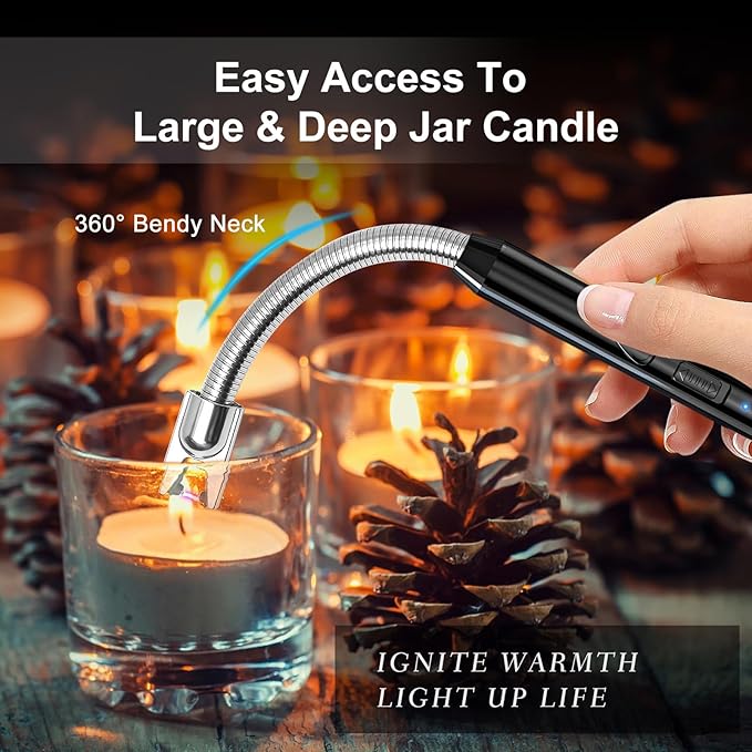 KTEBO 2 Pack Plasma Arc Electric Candle Lighters Rechargeable, Flexible Gooseneck (Black+Red)