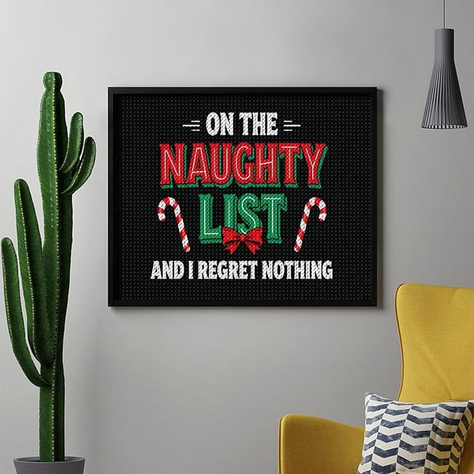 AIVKIEJK Diamond Painting Kits for Adults - On The List of Naughty and I Regret Nothing Christmas Painting DIY 5D Full Drill Diamond Dots Paintings with Diamonds Gem Art and Crafts Home Decor 16"x20"