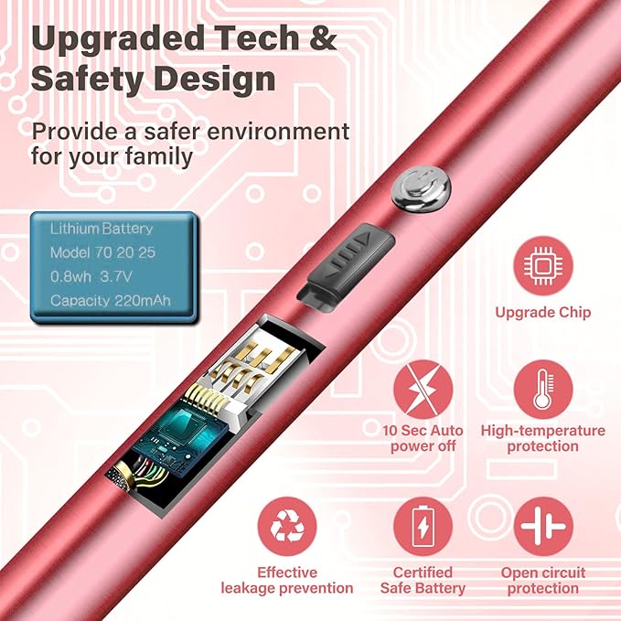 Navpeak Electric Candle Lighter Windproof USB Rechargeable Flameless Long Neck Lighter for Candles Gas Stove Fireplace BBQ Kitchen Grills (Rose Pink)