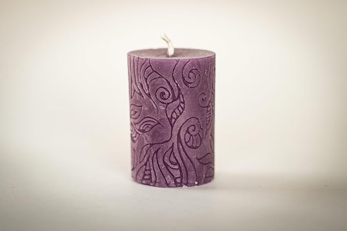 BeeTheLight Beeswax Pillar Candle - 100% Pure Bees Wax - Choose Your Size and Color - 24 Hour Burn Time - 2x3 - Unscented - Natural Light Honey Scent (Cosmic Purple, Small)
