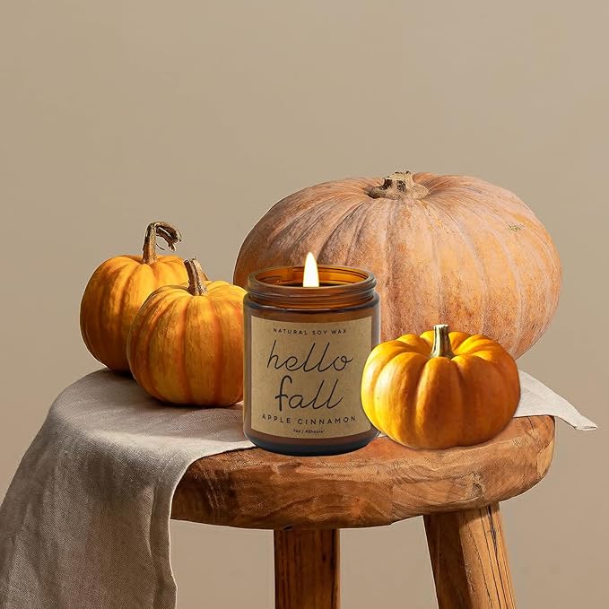 Fall Decorations for Home - Fall Candles, Gifts for Women, Natural Soy Wax Autumn Morning Scented Candles