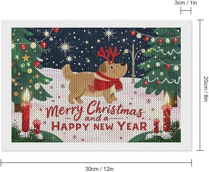 AIVKIEJK Diamond Painting Kits for Adults - Merry Christmas and Happy New Year Red Antlers & Scarf Painting DIY 5D Full Drill Diamond Dots Paintings with Diamonds Gem Art and Crafts Home Decor 8"x12"