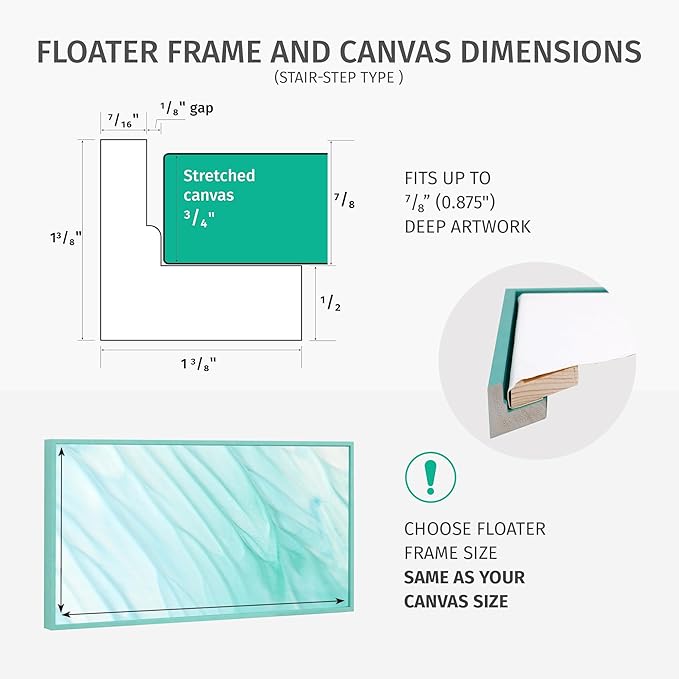 Pixy Canvas Floater Frame 6x9 for 3/4 (0.75) inch Deep Canvas Paintings/Canvas Prints/Wood Canvas Panels/Wall Art/Wall Decor/Home Decor/Artwork (Black Oak, 6 x 9 inch, Landscape)