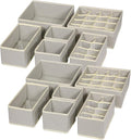 TENABORT 12 Pack Foldable Drawer Organizer Dividers Cloth Storage Box Closet Dresser Organizer Cube Fabric Containers Basket Bins for Underwear Bras Socks Panties Lingeries Nursery Baby Clothes Gray