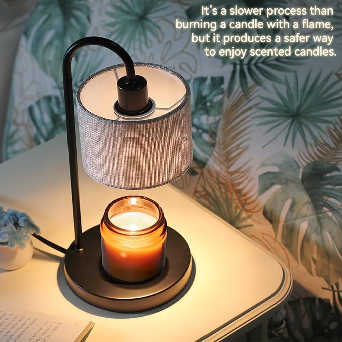 FINCMY Candle Warmer Lamp with Timer, Dimmable Candle Wax Warmer Electric Candle Lamp for Scented Candles with 2 Bulbs, House Warming Gifts Birthday Gifts for Women Bedroom Home Decor - Gray