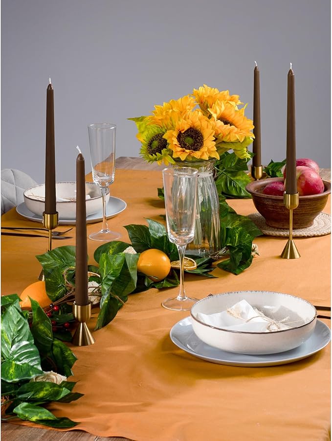 CANDWAX 10 inch Candlesticks - Set of 12 Dripless Tapered Candles - Brown Candles for Home Decor