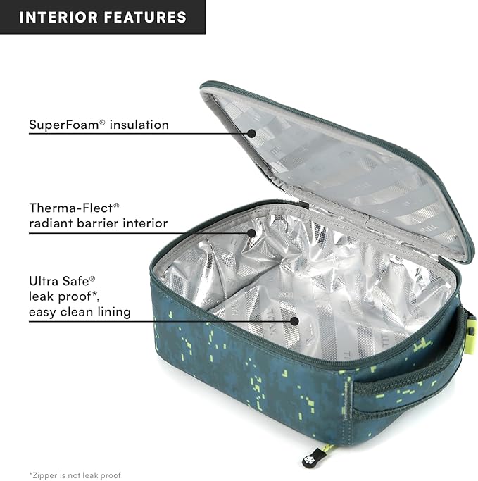Titan by Arctic Zone Fridge Cold Lunch Box with 2 Gel Ice Packs, Small Insulated Cooler Bag with Leak Proof Lining for School and Work, Pixel Camo