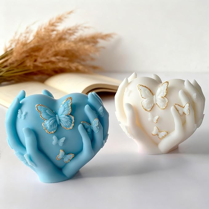 Valentine Heart Candle Mold,3D Handheld Heart Candle Silicone Molds, Silicone Mold for Candle Making, DIY Handmade Soap, Resin Crafts, Home Decor, Valentine's Day Gift