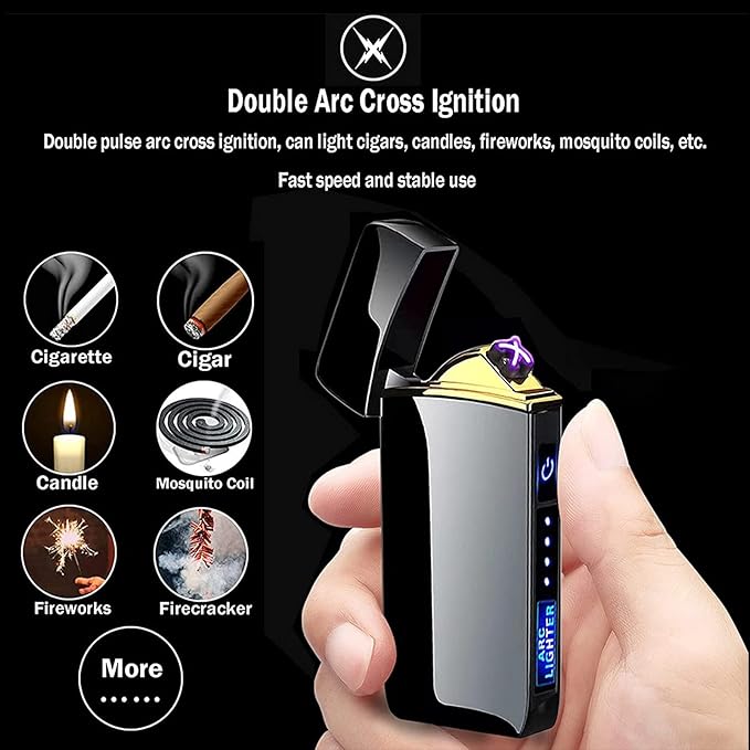 Arc Smart Electric USB Rechargeable Windproof Flameless Plasma Lighter - Lightweight for Fire, BBQs, Fireworks, Candle, Camping - Outdoors Indoors (Blue Dragon-T3)