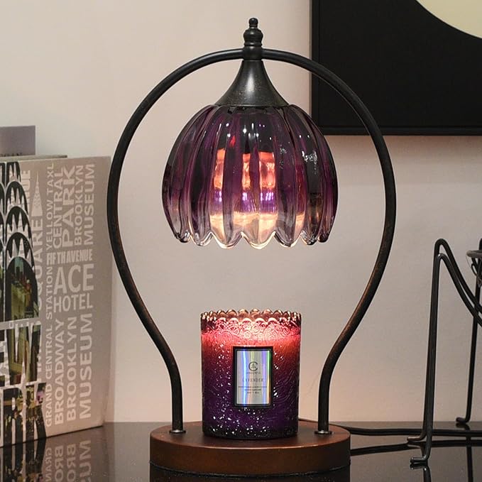 GOODBUY Candle Warmer Lamp, Dimmable Candle Warmer with Timer, Vintage Candles Wax Warmers for Jar Candles Birthday Gifts for Women, Mom, Home Decor for Bedroom Living Room, Purple Black